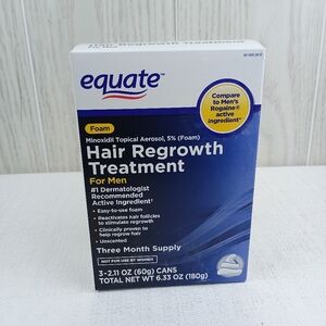 New Equate 5% Minoxidil Foam Hair Regrowth Treatment Men 3 Month Supply.